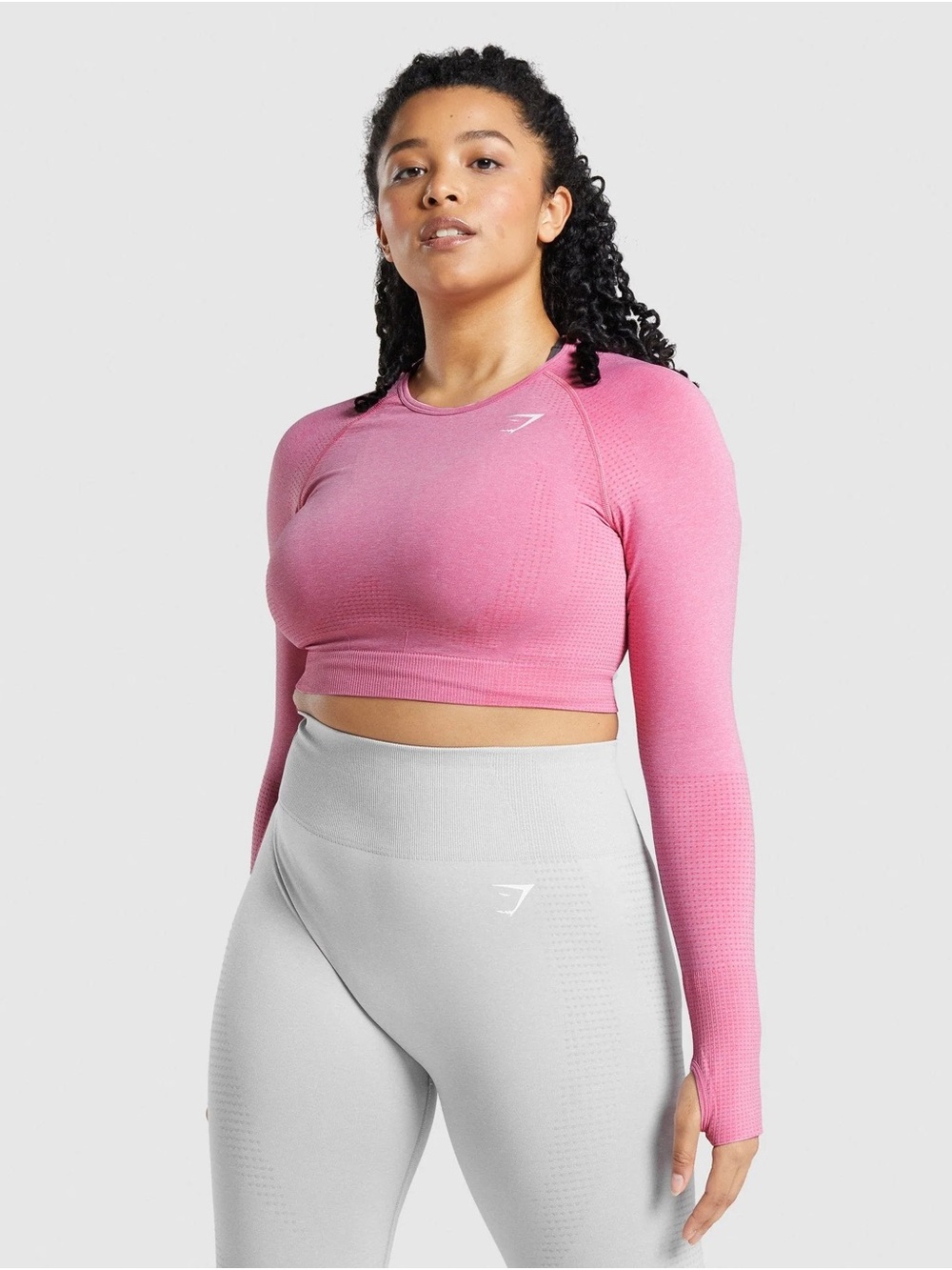 Gymshark Vital Seamless 2.0 Long Sleeve Crop Top - Pink Marl
